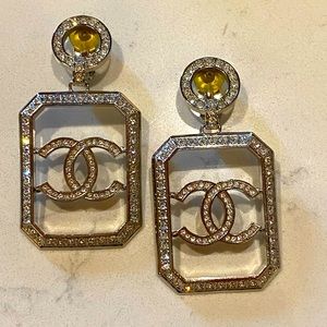 Chanel CC No 5 Perfume Bottle Clip On Earrings